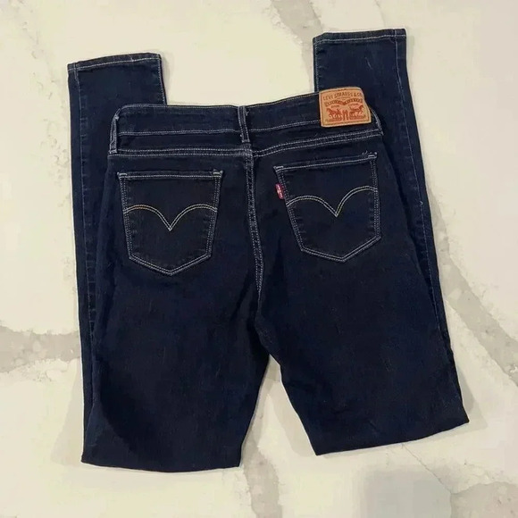 LEVI STRAUSS Mid-Rise Skinny Jean Denim Stretch Dark Wash Women’s Size W27 L30 - Picture 4 of 7